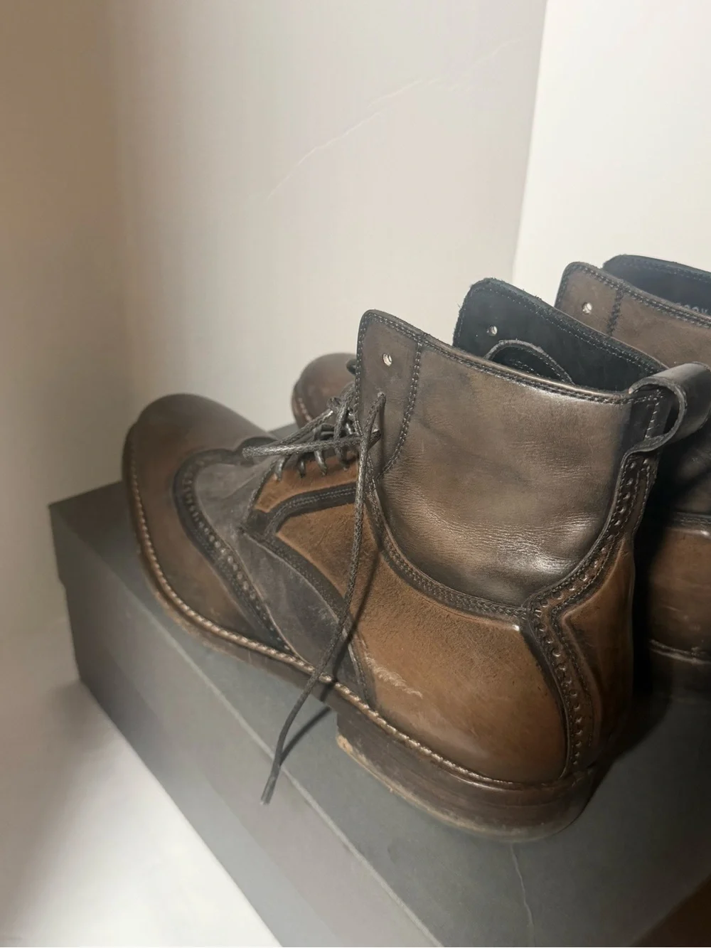 John Varvatos Brown Leather Chukka Wingtip Boots